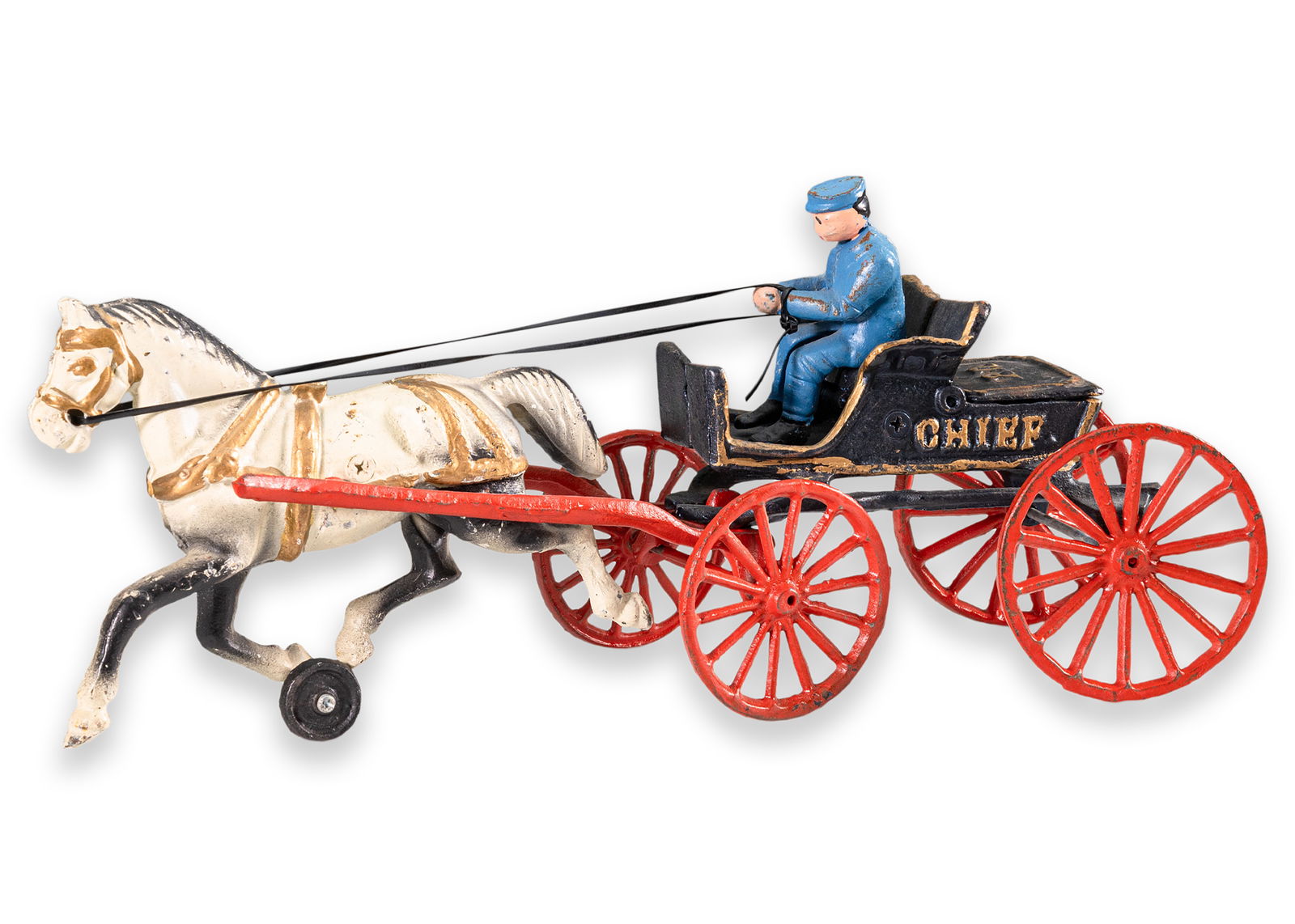 Hubley Vintage Cast Iron Horse Drawn Chief Cart Wagon Toy Antique Collectables America 1920 (1 of 8)