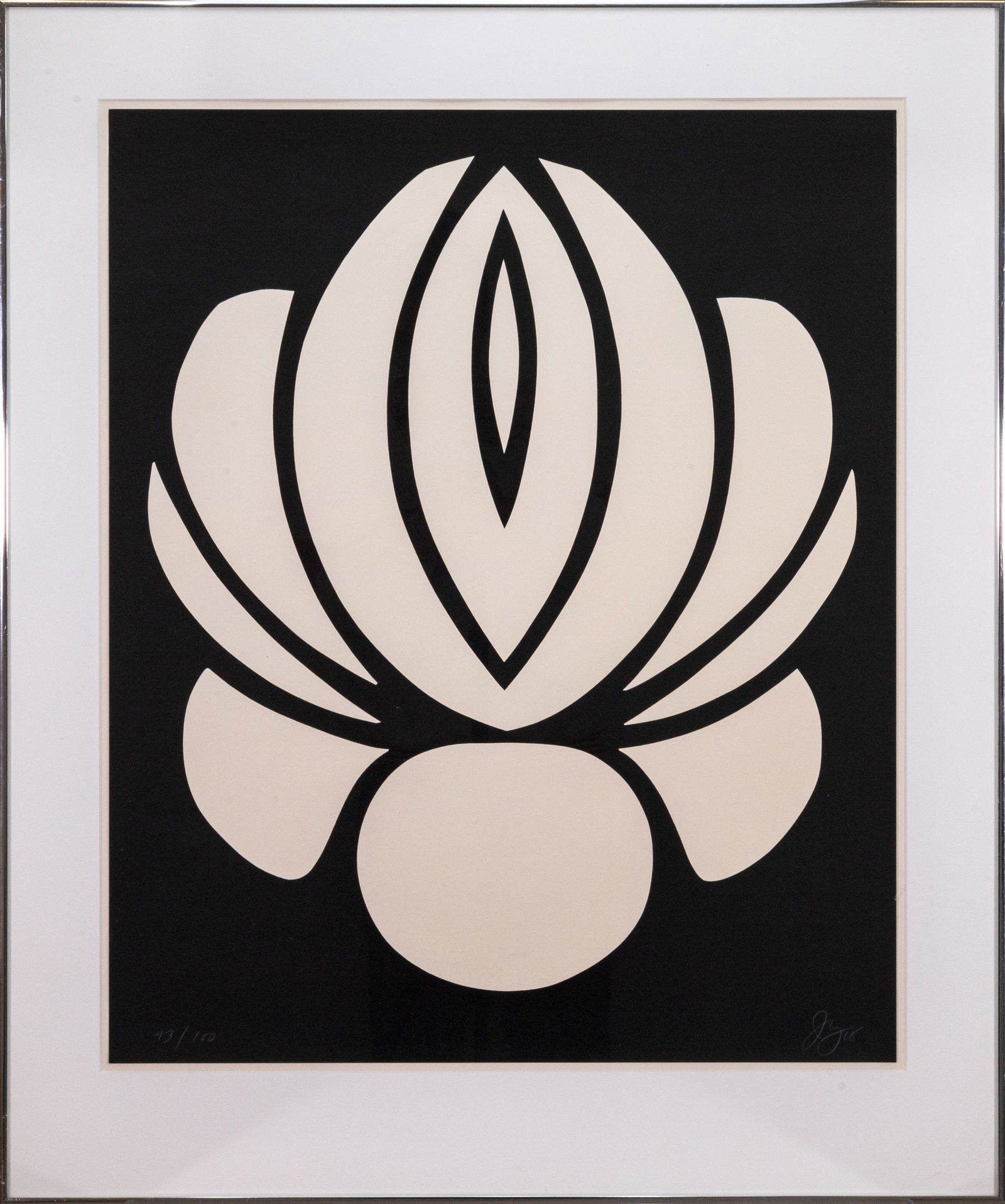 Jack Youngerman Black & White (Floral) Signed Modern Minimalist Serigraph 93/100 Framed 1968 (1 of 8)