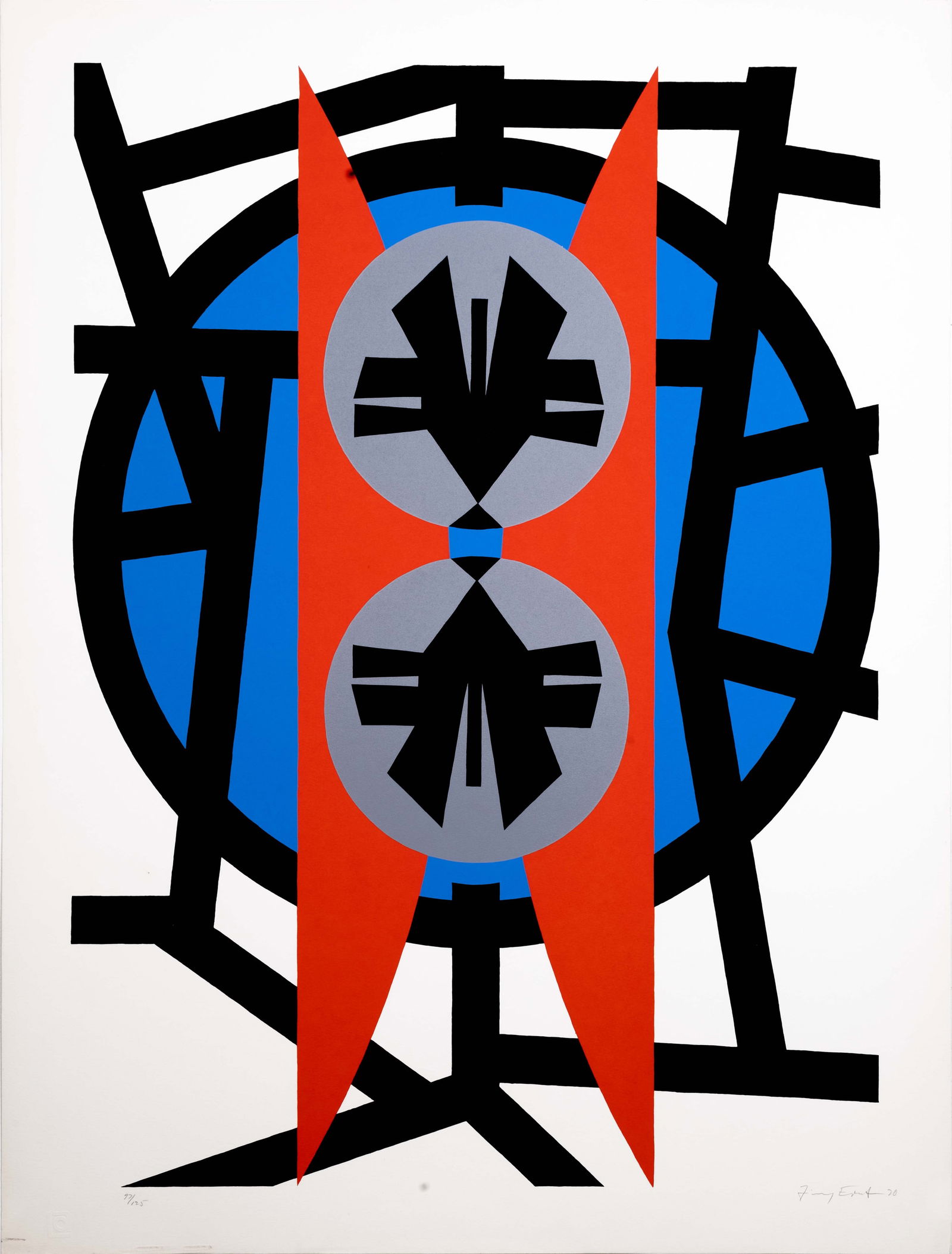 Jimmy Ernst Plate V Signed Modern Geometric Silkscreen on Paper 97/125 Unframed 1970 (1 of 8)