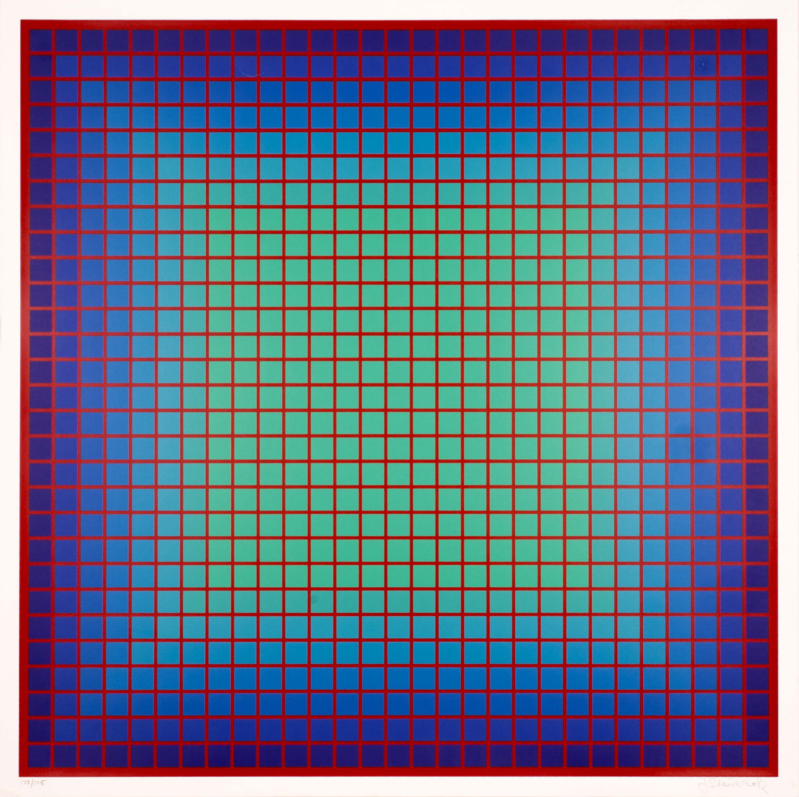Julian Stanczak Conferring Blue Signed Op Art Modern Serigraph on Paper 172/175 Framed 1979 (1 of 10)