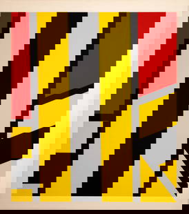 Pierre Clerk Plate V: Yellow-Red Signed Hard-Edge Minimalist Serigraph 34/100 Unframed 1973: A minimalist serigraph on somerset paper titled “Plate V: Yellow-Red” by Pierre Clerk. Hand signed in pencil and dated lower right with an annotation of 34/100 on the bottom left. Publishe