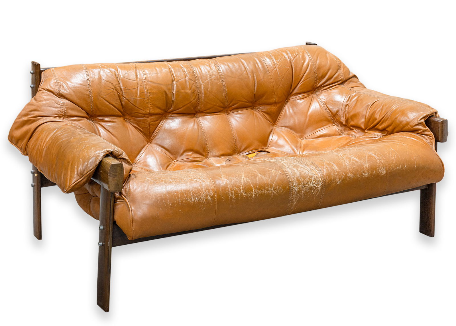 Percival Lafer MP-041 Two-Seat Sofa Cognac Leather & Wood 1970 (1 of 7)