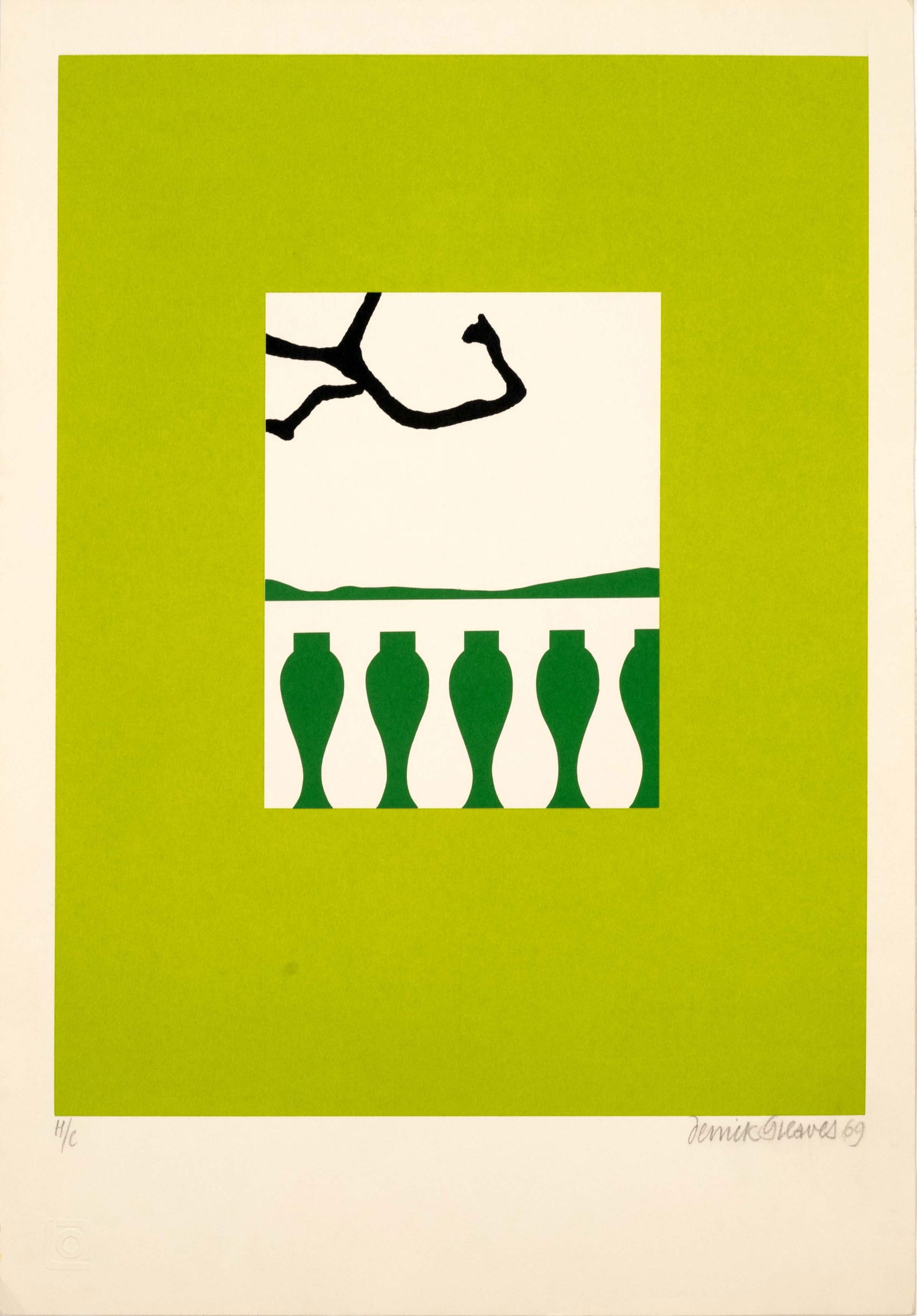 Derrick Greaves English Landscape Signed Minimalist Modern Silkscreen H.C. Unframed 1966 (1 of 10)