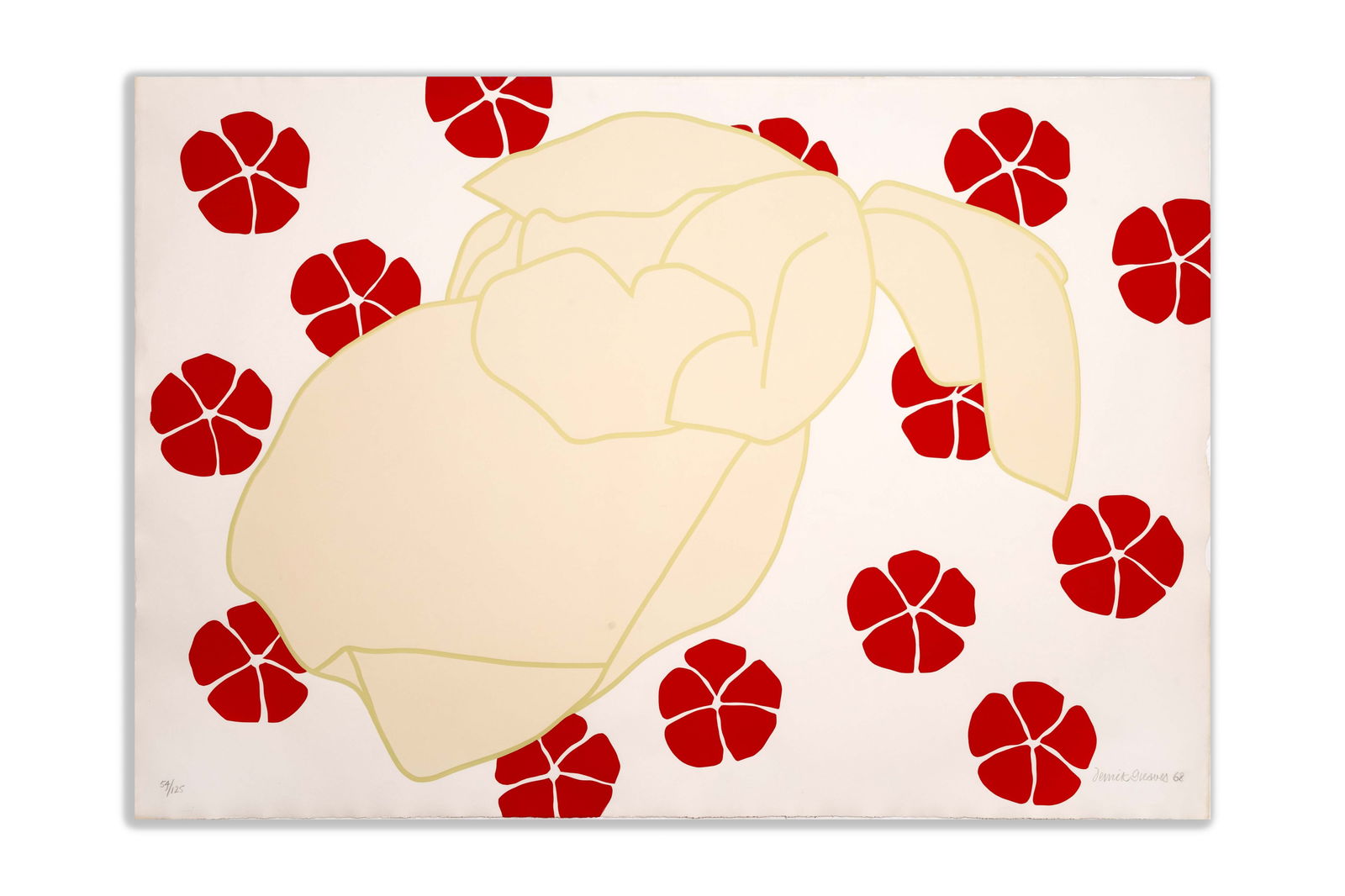 Derrick Greaves 15 Flowers Signed Minimalist Modern Silkscreen 54/125 Unframed 1968 (1 of 8)