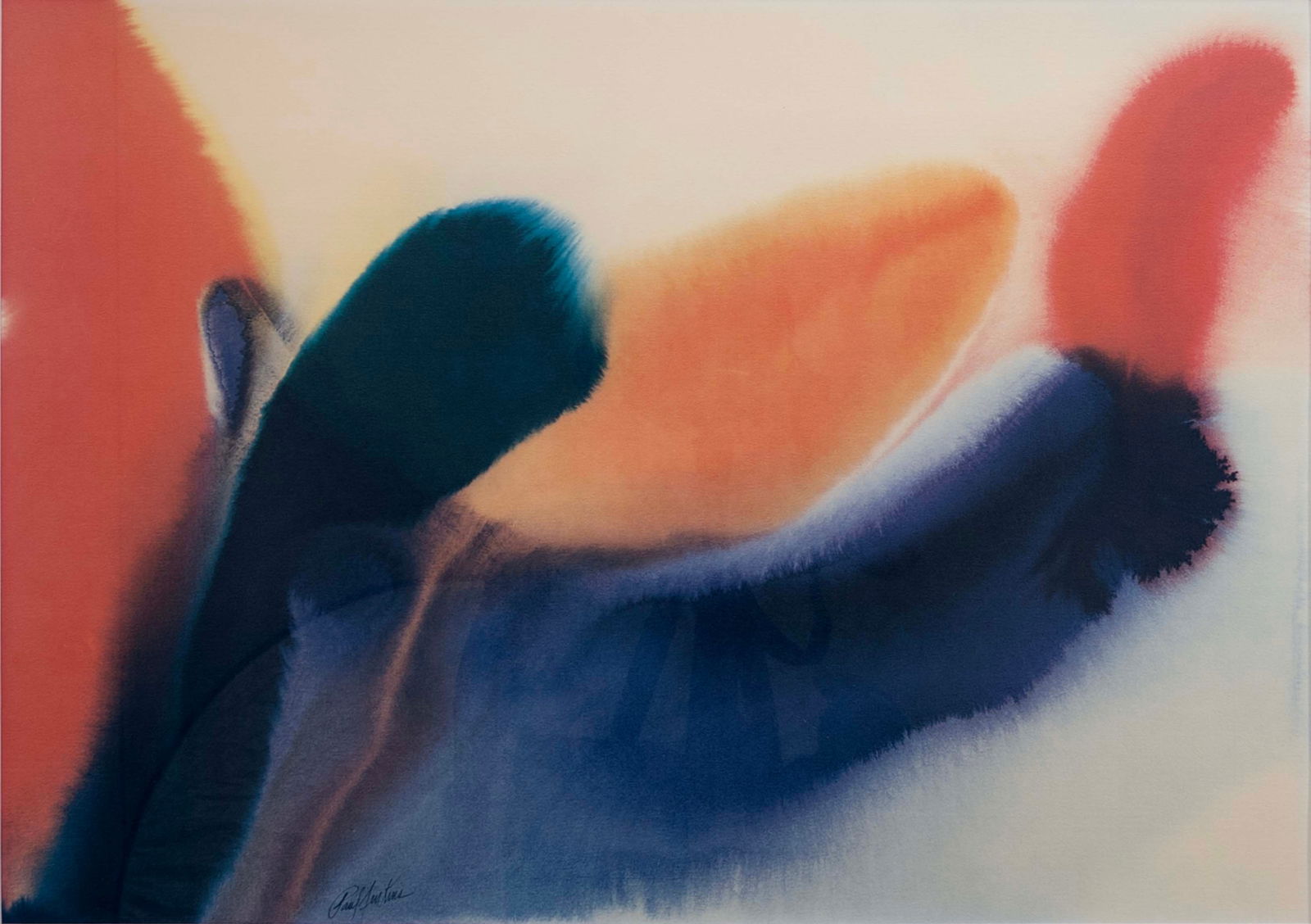 Paul Jenkins Phenomena Green Barrymoore Contemporary Lithograph on Paper Framed 1970s (1 of 7)