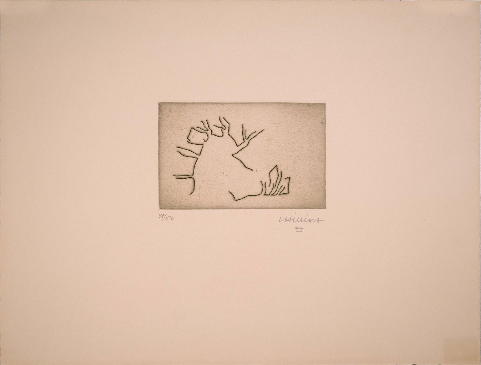 Eduardo Chillida Untitled Signed Modern Etching on Paper 48/50 Unframed 1970s (1 of 8)