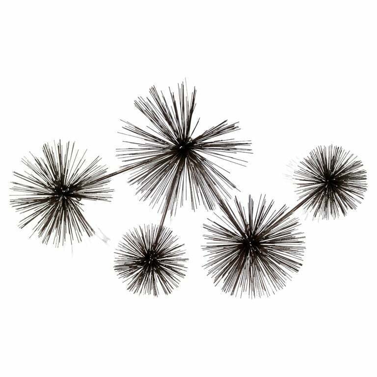 Curtis Jere Gun Metal Wall Sculpture Poms 1980s Contemporary Modern: For your consideration is a pretty, pewter wall sculpture of poms, by Curtis Jere, circa the 1980s. In very good vintage condition. The dimensions are 44" W x 27" H.
