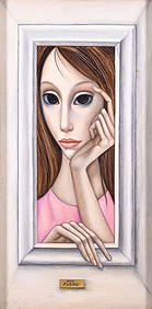 Margaret Keane Big Eyes in Pink Signed Modern Oil Painting on Canvas 1962 Framed (1 of 11)