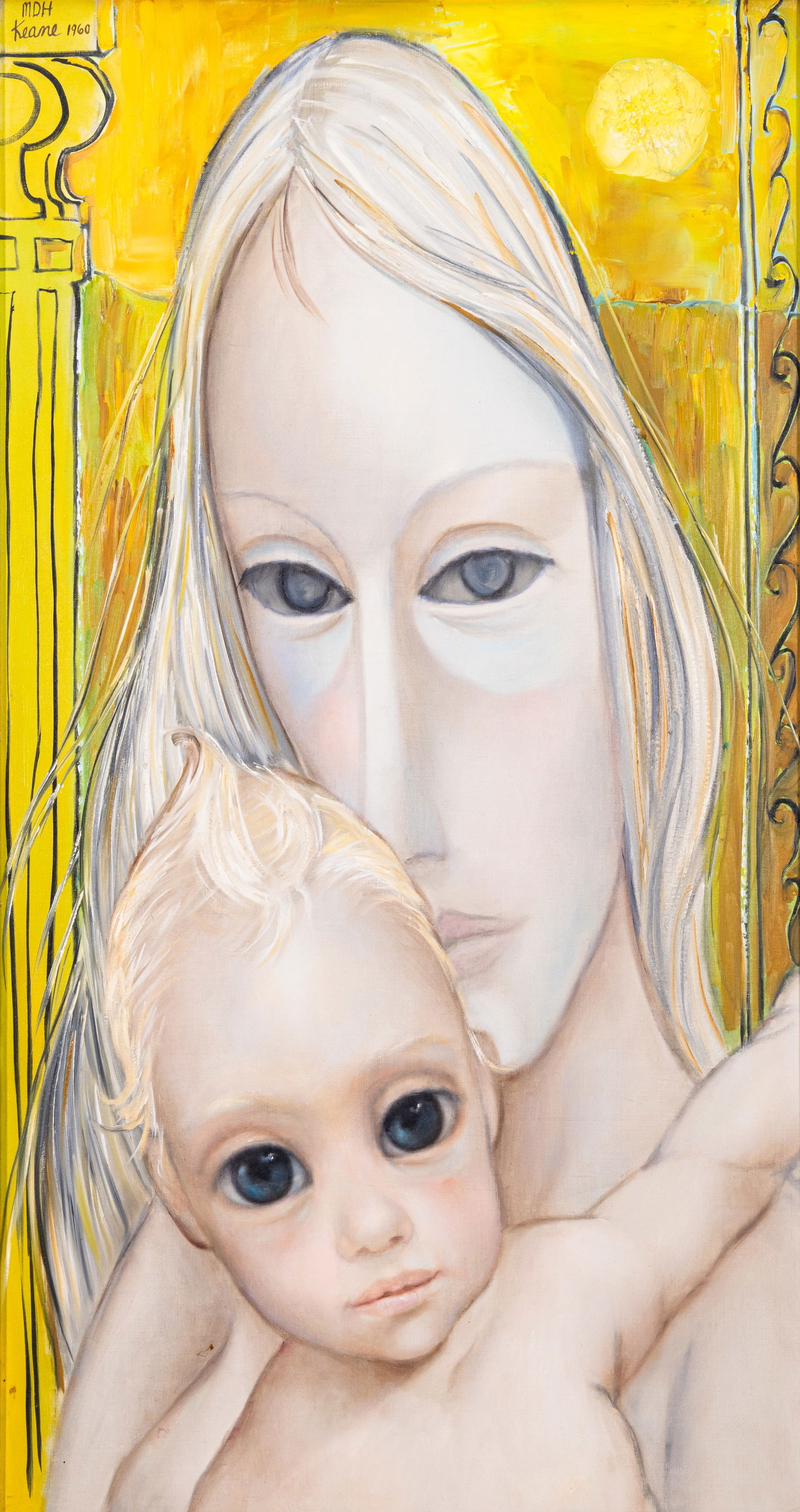 Margaret Keane The Blond Madonna Signed Modern Oil Painting on Canvas 1960 Framed (1 of 13)