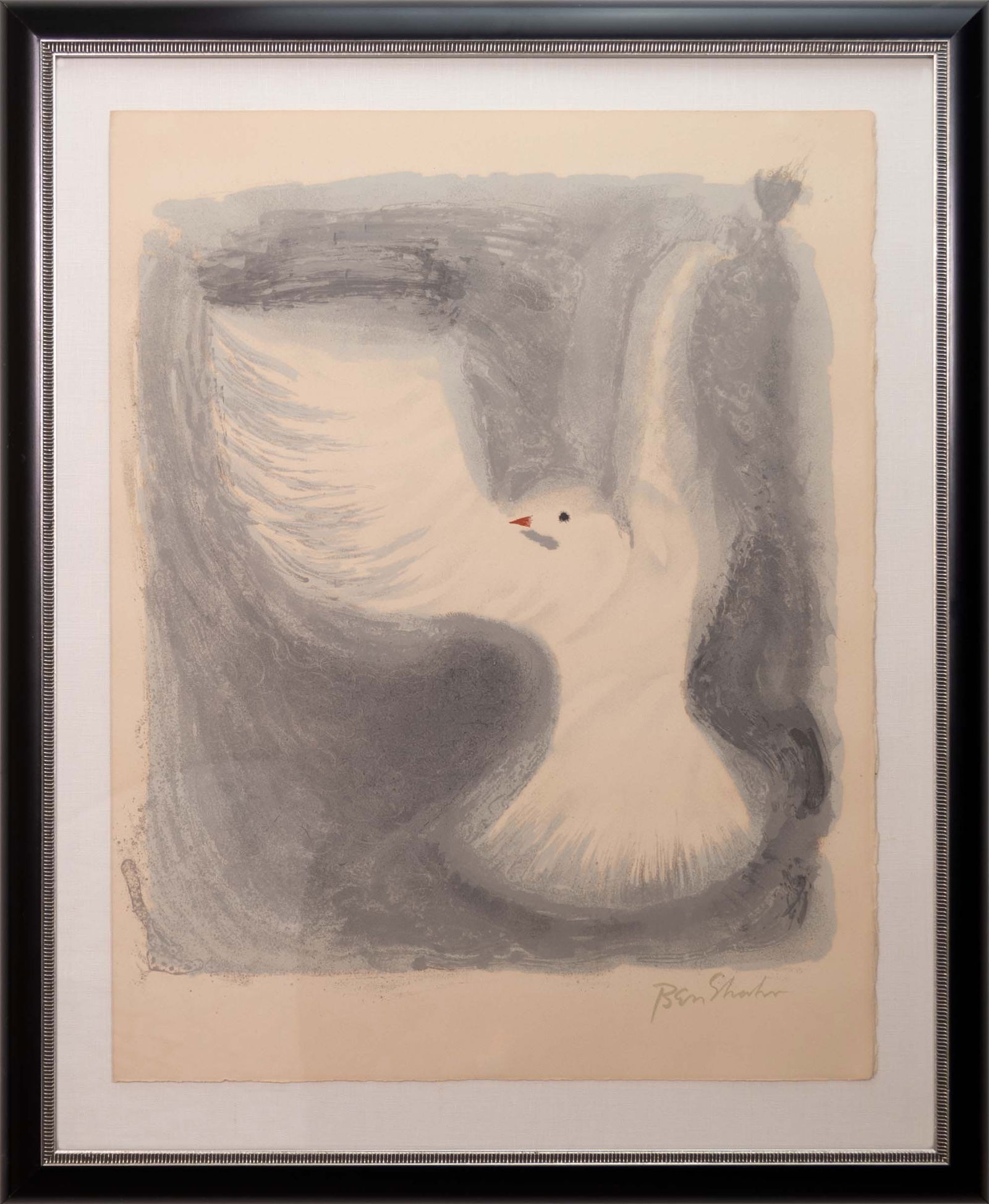 Ben Shahn How the Birds Fly Modern Lithograph from the Rilke Portfolio Framed 1968 (1 of 8)