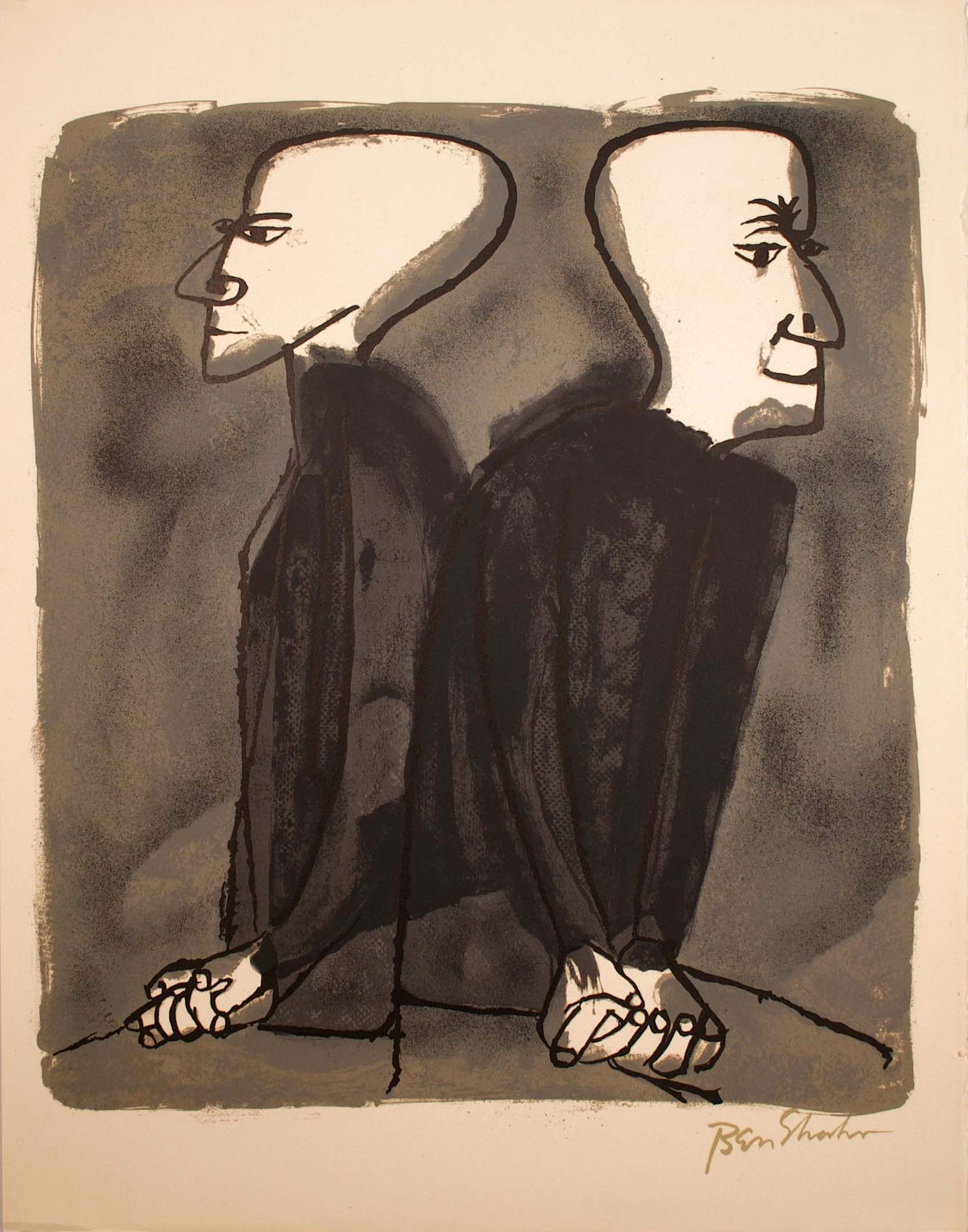 Ben Shahn Partings Modern Lithograph from the Rilke Portfolio Framed 1968 (1 of 12)