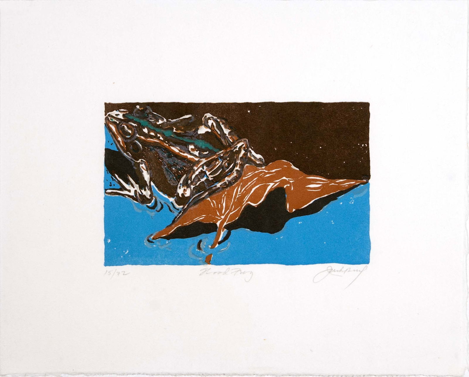 Jack Beal Wooden Frog Signed Contemporary Woodblock on Paper 15/72 Unframed 1990 (1 of 10)