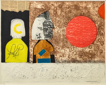 Max Papart Signed Modernist Embossed Lithograph on Paper 42/75 Unframed 1970s