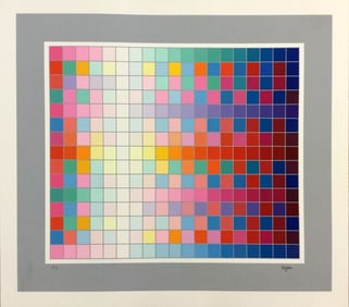 Yaacov Agam Square Wave Signed Modern Op Art Serigraph Unframed