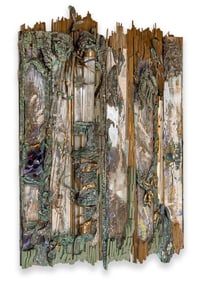 Glen Michaels Signed Mosaic Wall Sculpture Assemblage Ceramic, Stone, Bronze