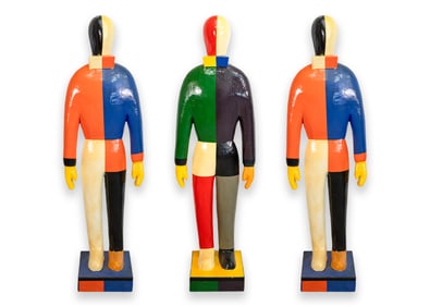 Kazimir Malevich Guggenheim Museum Paper Mache Set of 3 Figurative Sculptures 1996