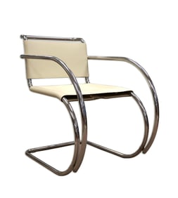 Mies Van Der Rohe for Knoll Style Tubular Chrome Arm Chair Mid Century Modern