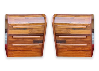 Mauriece Villency Pair of Rolltop Belgian Rosewood Nightstands