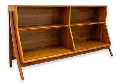 Kipp Stewart for Drexel Sculptural Walnut Bookcase Mid Century Modern Design 1965