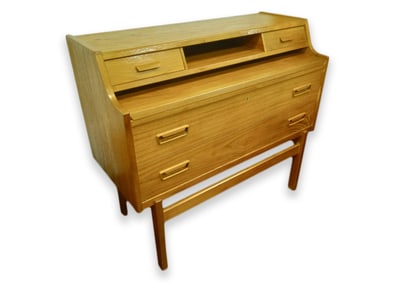 Arne Wahl Iversen Danish Teak Bureau Desk with Secretary Scandinavian Modern Design