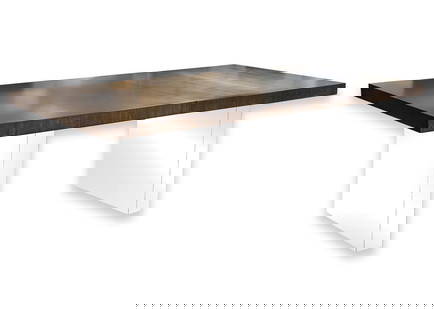 Milo Baughman for Thayer Coggin Chrome Base Dark Wood Dining Table with Leaves: A Milo Baughman for Thayer Coggin chrome base dining table. This gorgeous modern dining table features a lovely wood table top. The wood has a very deep coloration and a beautiful grain texture and pa