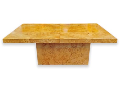 Milo Baughman for Thayer Coggin Burl Wood Dining Table with Leaves