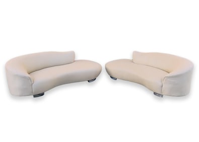Vladimir Kagan for Weiman Pair of Biomorphic Serpentine Cloud Sofas