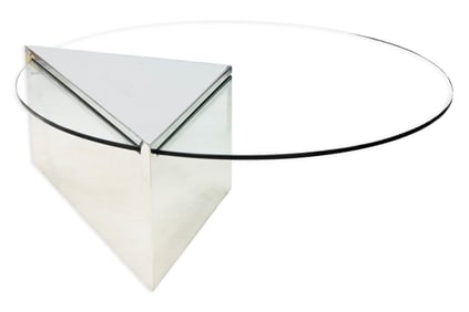 Wade Beam for Brueton Triform Cantilevered Coffee Table 1970 Postmodern Steel & Glass