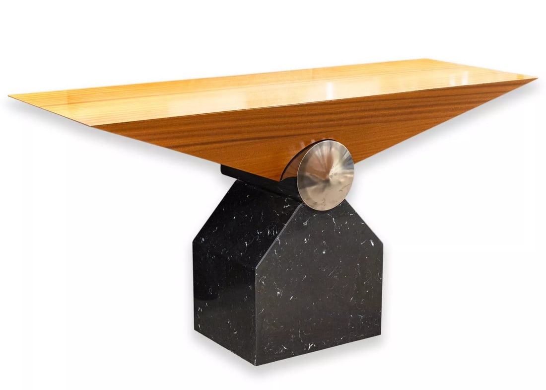 Wade Beam for Brueton Maidda Postmodern Wood Chrome & Marble Console Table (1 of 8)