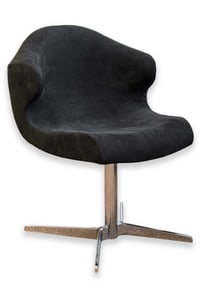 Ligne Roset Alster Contemporary Modern Black Alcantara and Chrome Accent Chair