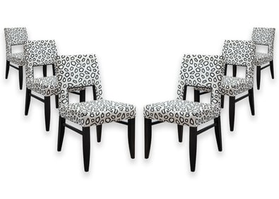 Set of 6 OFS Brand Kravet Fabric Black White Contemporary Modern Dining Chairs