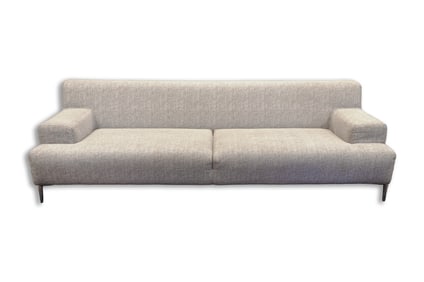 Dellarobbia Gray Fabric and Chrome Contemporary Modern Sofa Made in USA
