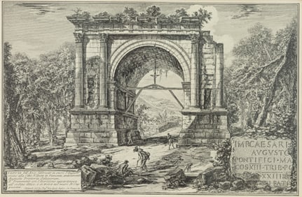 Giovanni Battista Piranesi Veduta dell’Arco fabbricato in onore di Augusto Engraving Rome 18th