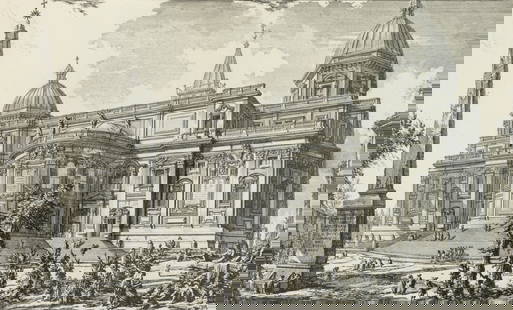 Giovanni Battista Piranesi Basilica di S. Maria Maggiore Antique Engraving Rome 18th Century: An antique etching engraving titled “Veduta della Facciata di dietro della Basilica di S. Maria Maggiore” by Giovanni Piranesi. Published circa mid-18th century. Giovanni Battista Piranesi