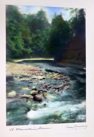 Percy Murray A Mountain Stream Signed Vintage Hand-Colored Photo Print