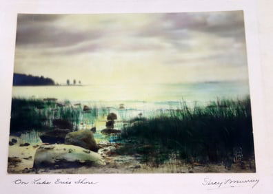 Percy Murray Lake Erie Shores Signed Vintage Hand-Colored Photo Print