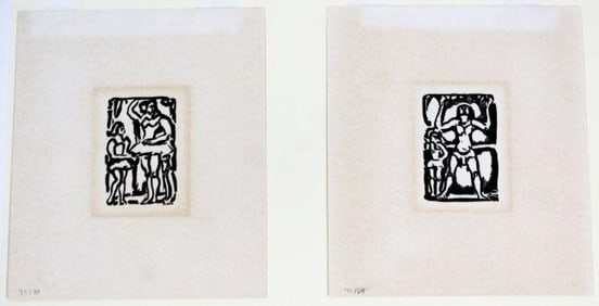 Georges Rouault Jongleur Dancers Woodcut Etching 1930s Antique Art Deco Unframed