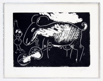 Marc Chagall Ziege mit Geige Signed Modern Woodcut 12/20 Framed 1922/1932
