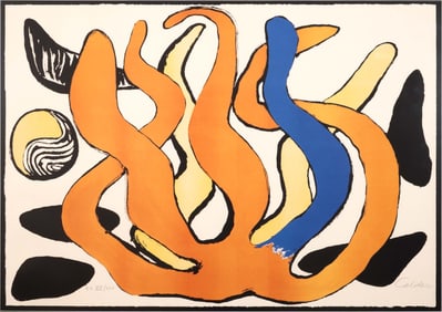 Alexander Calder Red, Yellow & Blue Coral With Shells Signed Lithograph XIX/XXV