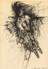 Ian Hornak Untitled Nov. ‘65 Signed Modern Hyperrealist Ink Drawing on Paper Framed