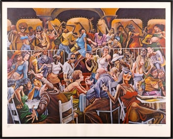 Ernie Barnes Disco Signed Contemporary Lithograph in Colors on Paper 145/300 Framed 1979