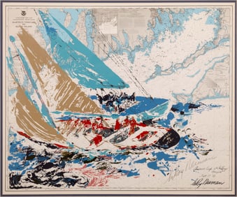 LeRoy Neiman America’s Cup 19th Challenge Newport Signed Contemporary Serigraph Framed 1964