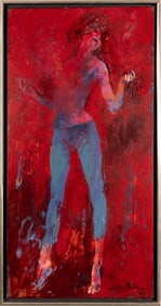 LeRoy Neiman Hippie Signed Contemporary Figurative Acrylic Painting on Canvas Framed 1965