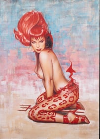 Olivia de Berardinis The Devil in Miss Page Signed Contemporary Pin-Up Giclee 3/10 Framed 1990s