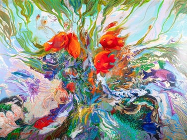 Truong Buu Giam "Fragments" Underwater Seascape Original Acrylic Resin Painting