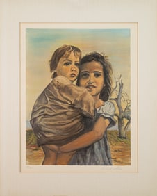 Celebrity Art Dinah Shore Migrant Worker’s Children Signed Modern Lithograph 33/750 1973