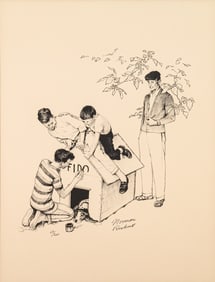 Norman Rockwell Fido’s Dog House American Family Portfolio Signed Lithograph 69/200 1973