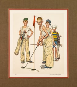 Norman Rockwell Sports Portfolio (Golf) Signed Lithograph on Paper A/P 1977 Unframed