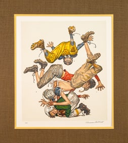 Norman Rockwell Sports Portfolio (Football) Signed Lithograph on Paper A/P 1977 Unframed
