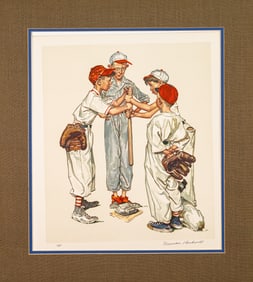 Norman Rockwell Sports Portfolio (Baseball) Signed Lithograph on Paper A/P 1977 Unframed
